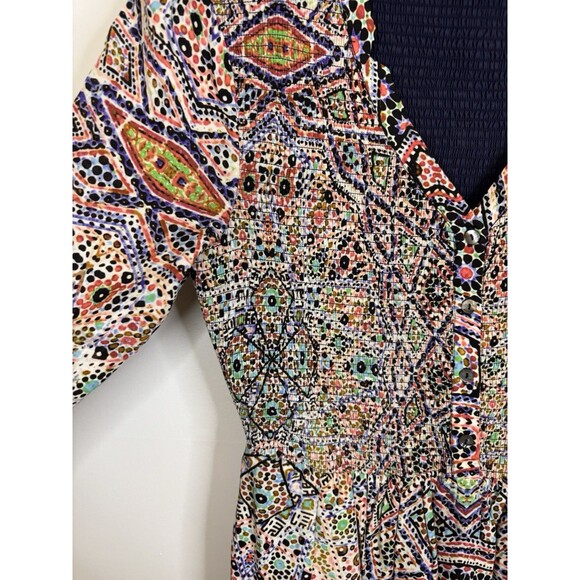 MAEVE Anthropologie Tiled Amethyst Mini Dress XS Petite Smocked Long Sleeve Boho - Picture 6 of 15